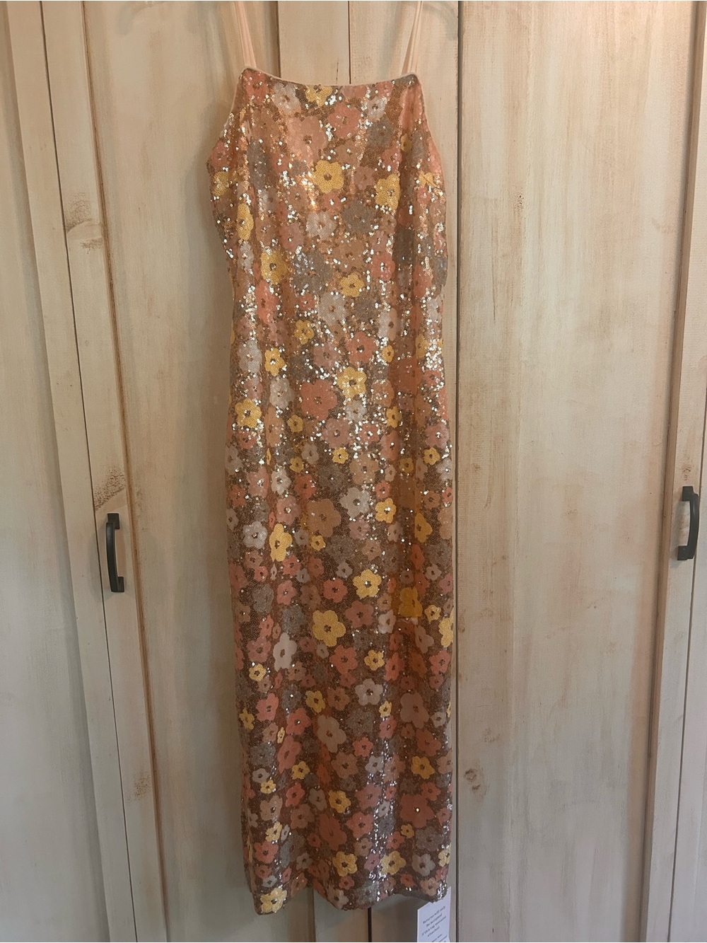 Endless Rose Peach and Yellow Sequin Floral Maxi Dress